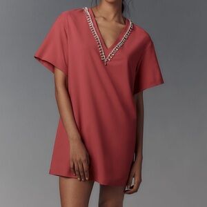 Anthropologie Hutch Rhinestone V Neck Dress